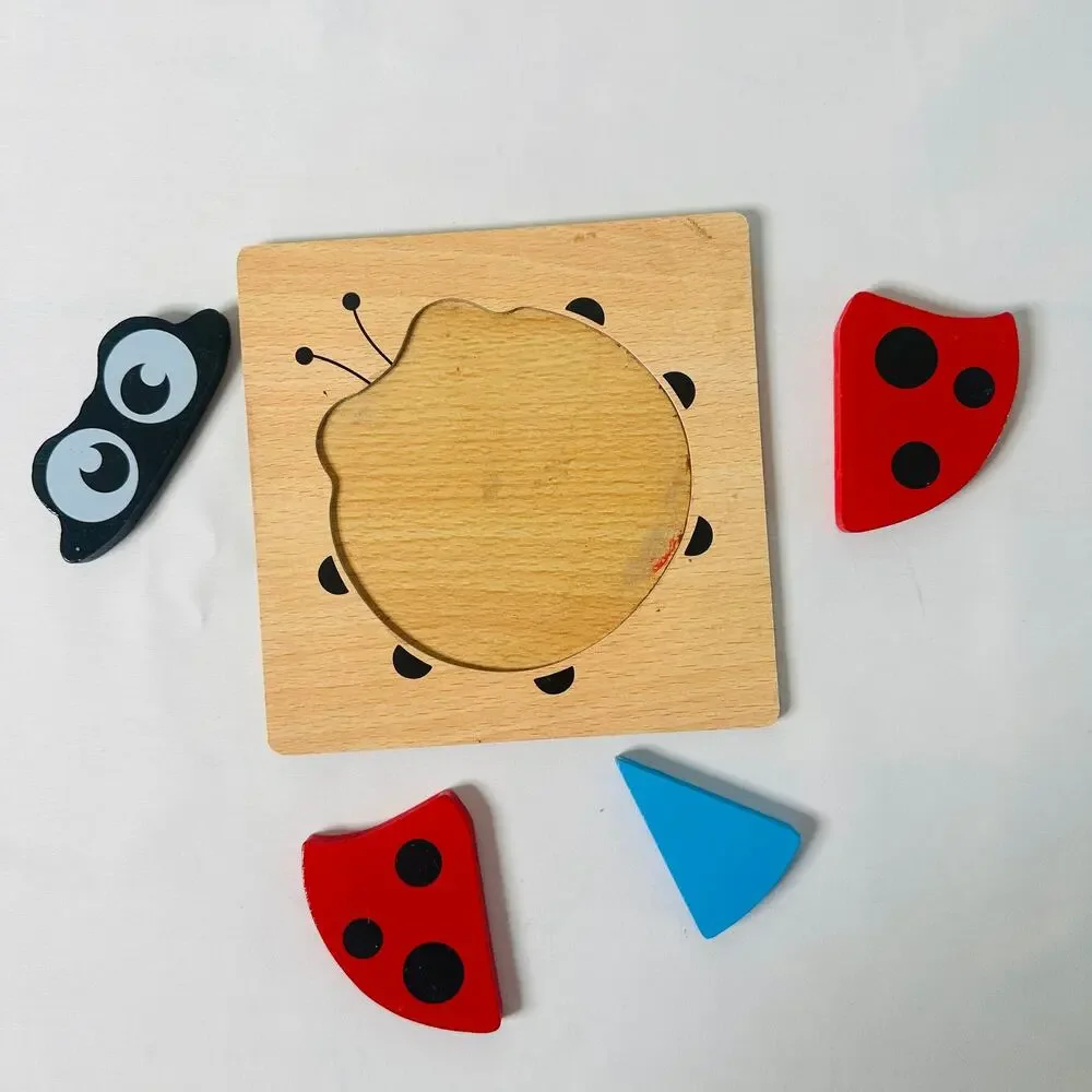Vintage Small Ladybug Chunky Wooden Puzzle